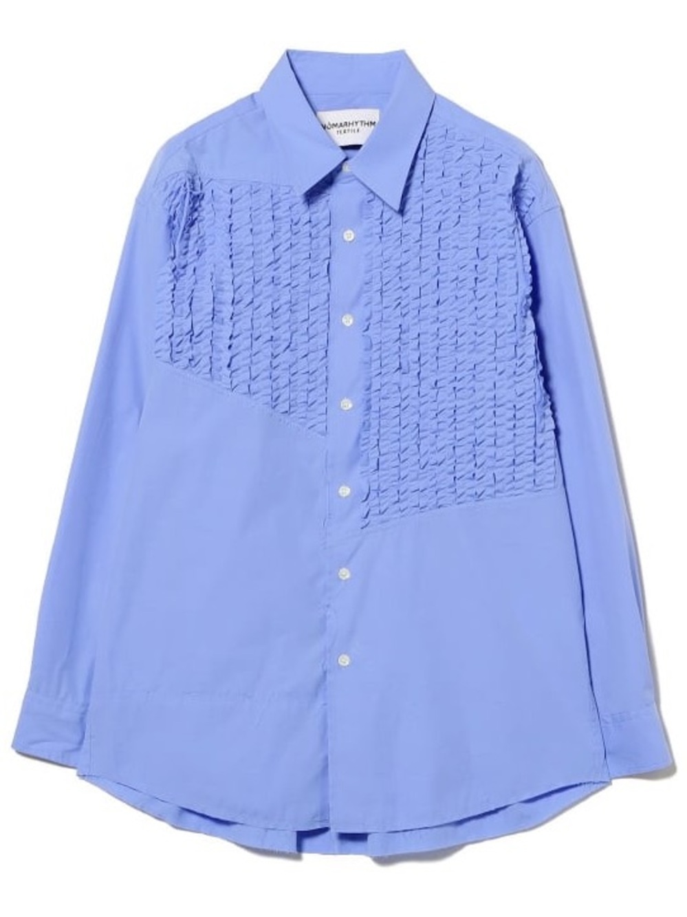 Beams Light Periwinkle Textured Panel Dress Shirt